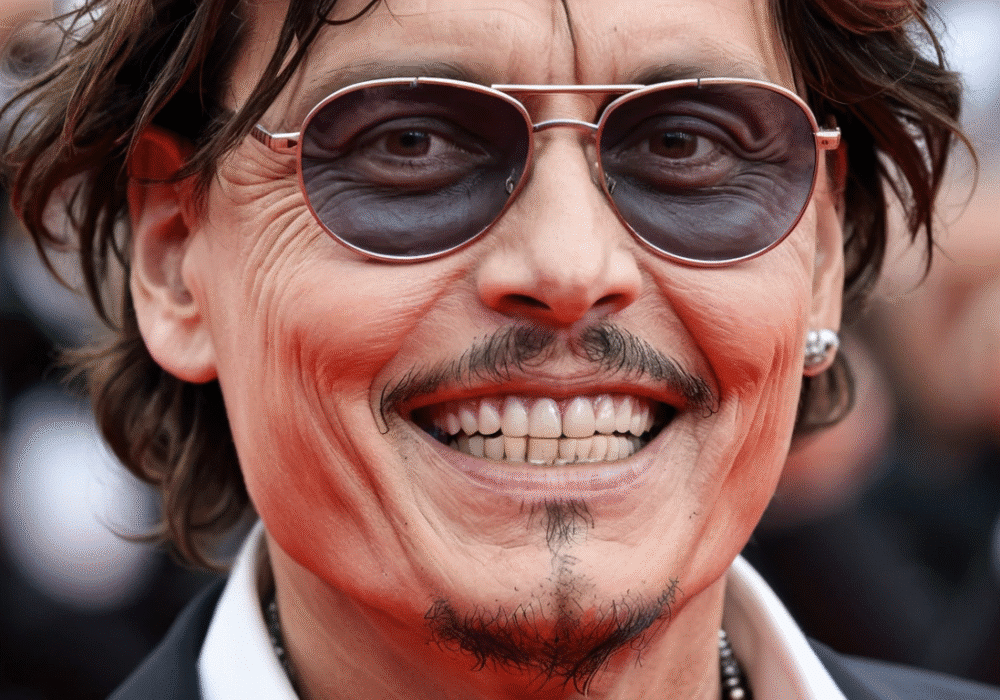 Alt text: Johnny Depp teeth viral scandal Cannes 2023 close-up