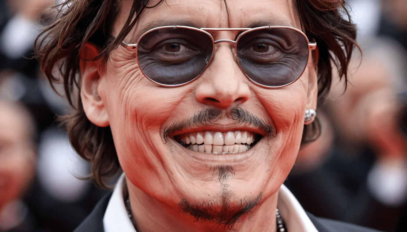 Alt text: Johnny Depp teeth viral scandal Cannes 2023 close-up