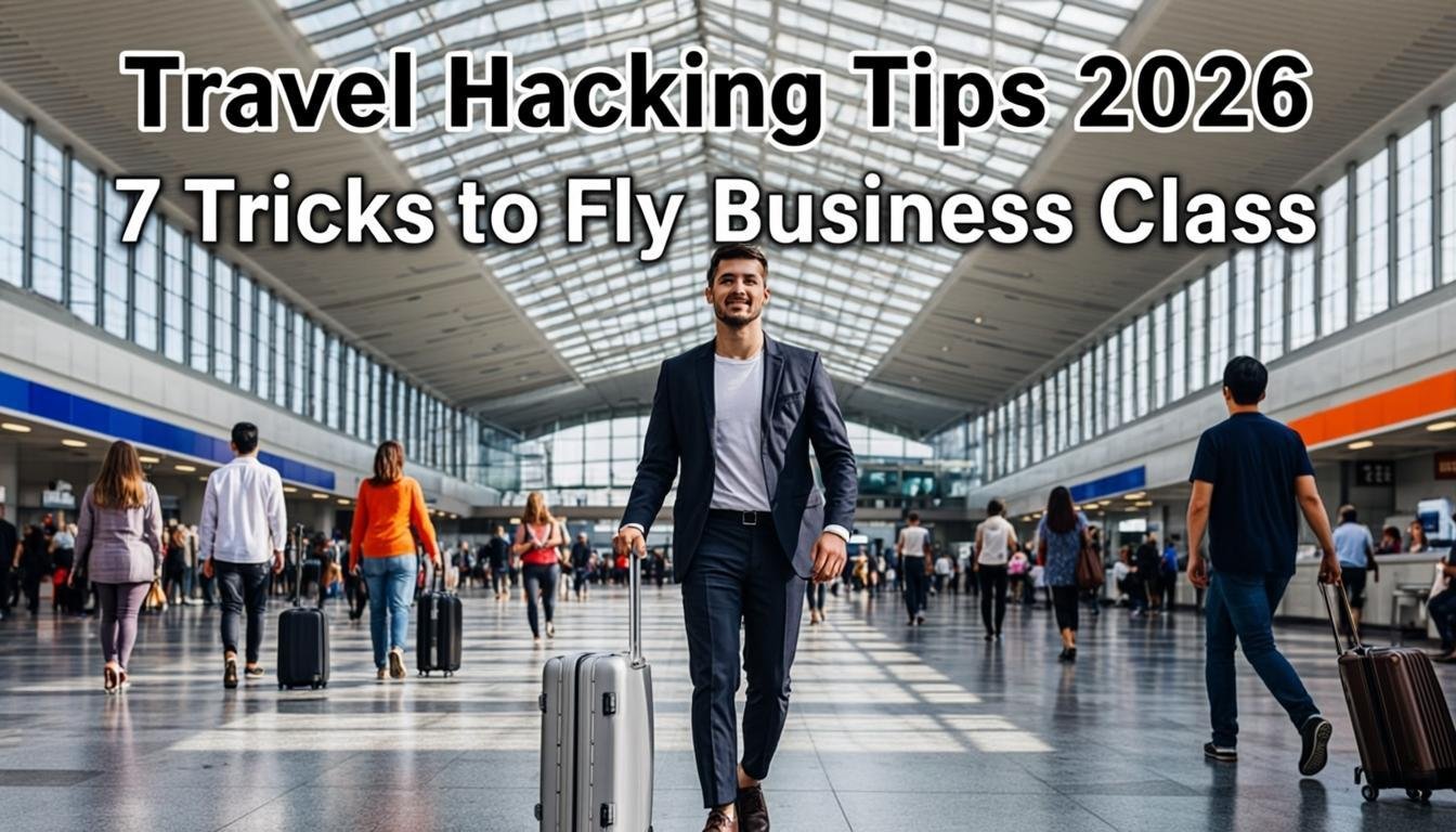 travel hacking tips 2026 7 tricks to fly business class on a - editorial illustration