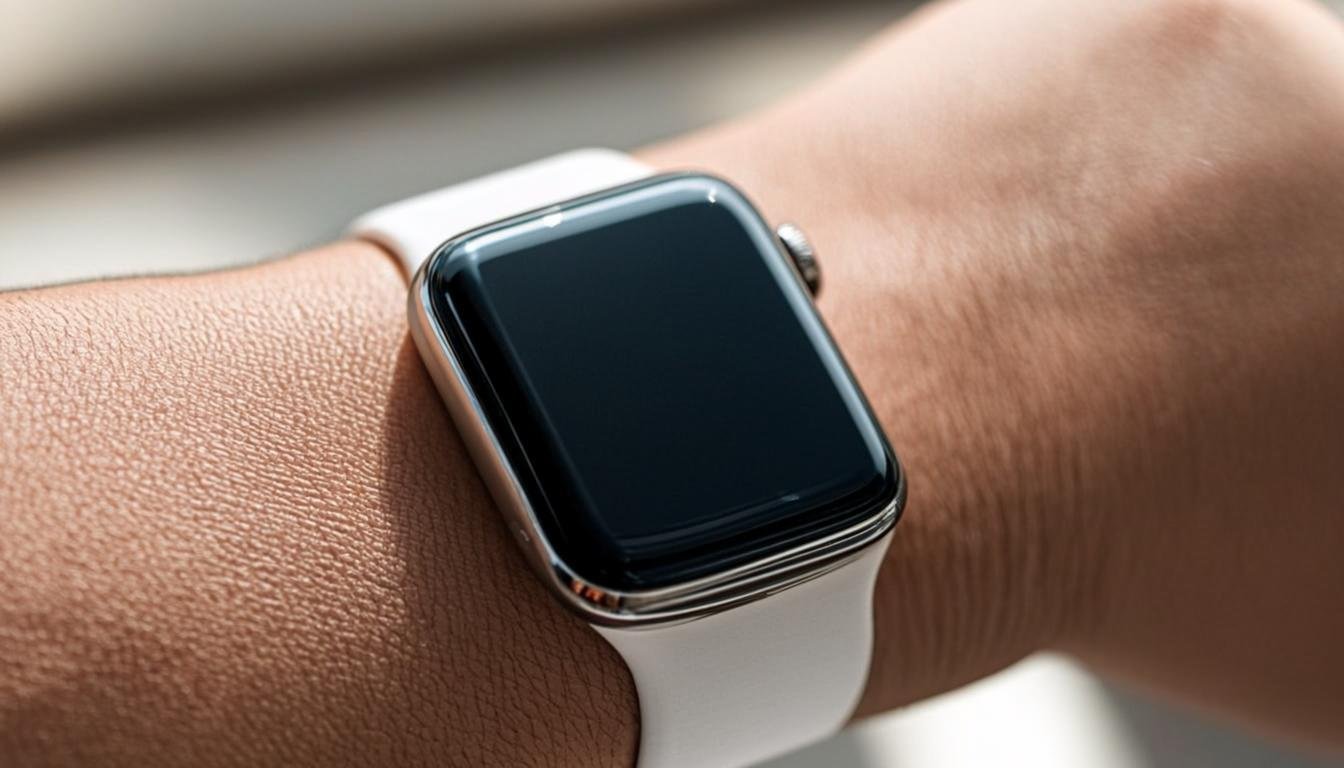 wearable health smartwatch fitness tracker device on wrist close up