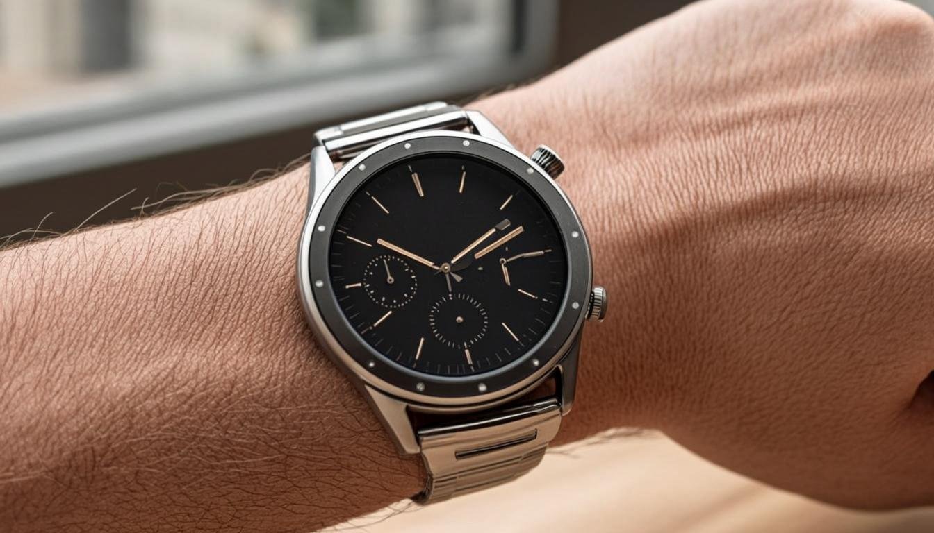 wearable health smartwatch fitness tracker device on wrist close up