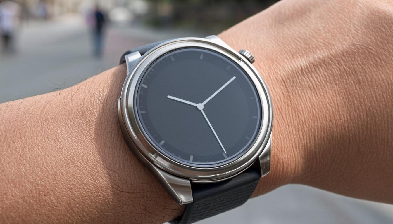 wearable health smartwatch fitness tracker device on wrist wide angle