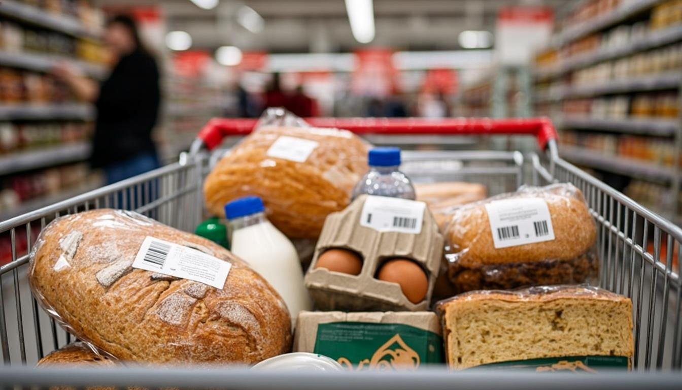 cost of living inflation shopping grocery supermarket UK close up