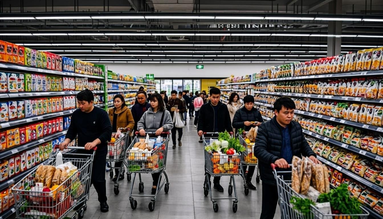 cost of living inflation shopping grocery supermarket UK wide angle