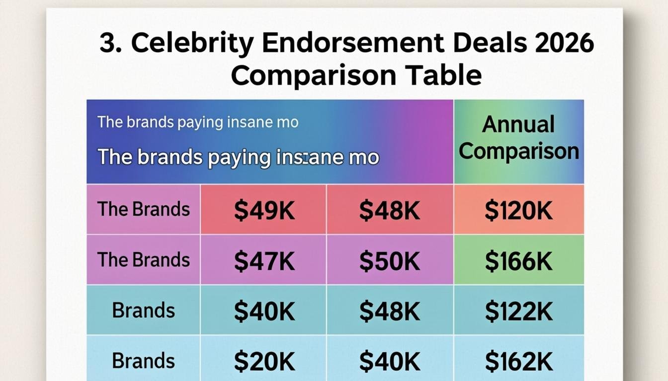 celebrity endorsement deals 2026 the brands paying insane mo - 3. Celebrity Endorsement Deals 2026 Comparison Table